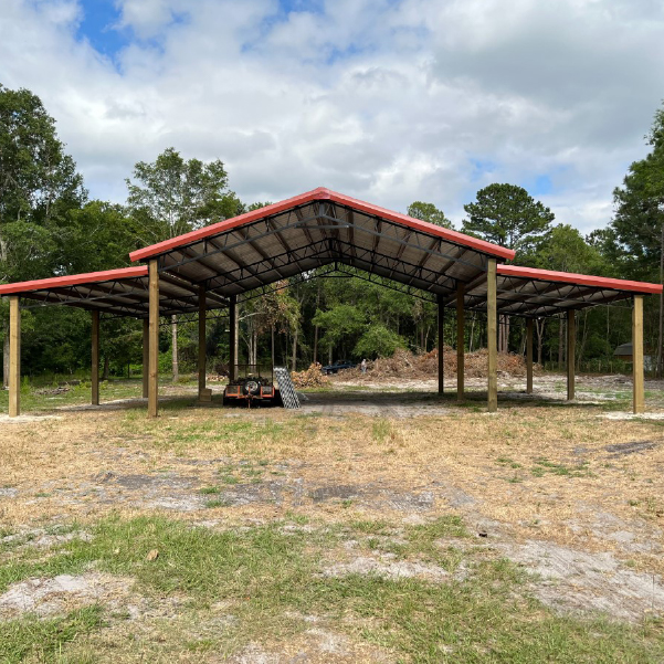 pole barn being built